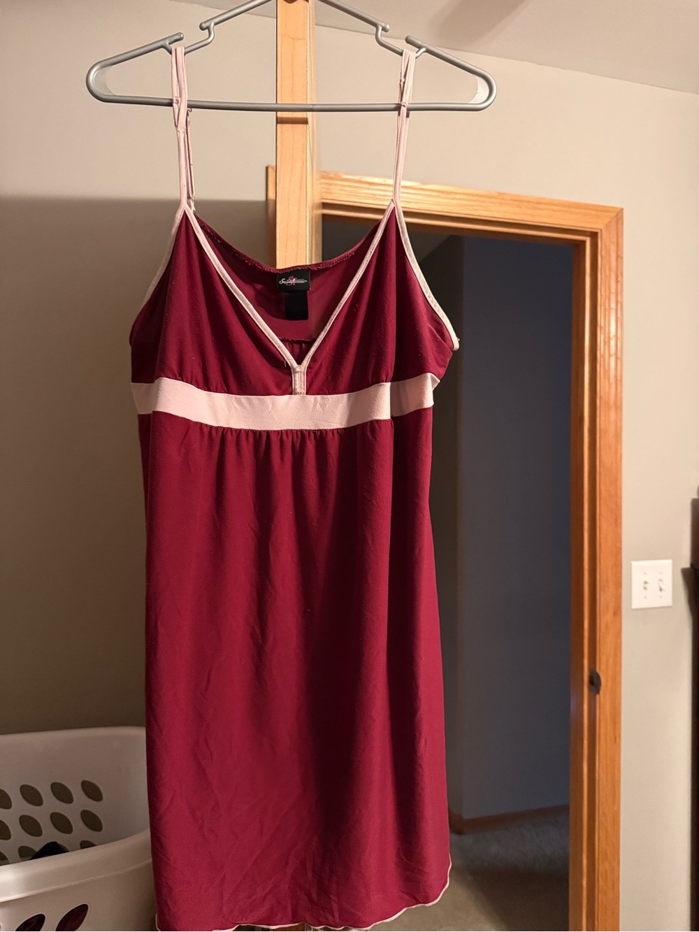 Secret Treasures Burgundy Chemise with Light Pink Trim